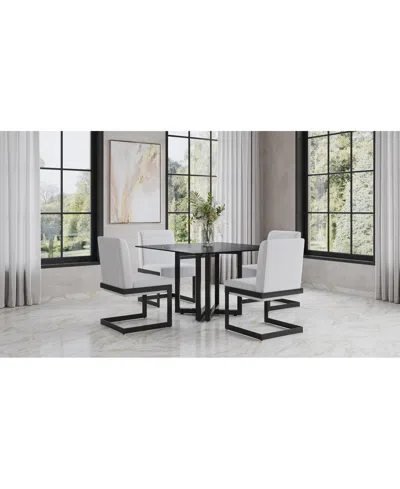 Macy's Emila 5 Pc. Dining Set (square Table & 4 Chairs), Created For  In Black Sintered Stone With Gunmetal Base