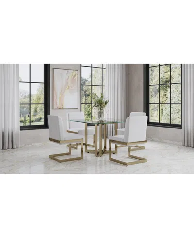 Macy's Emila 5 Pc. Dining Set (square Table & 4 Chairs), Created For  In Clear Glass With Champagne Base