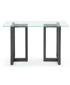 Macy's Emila 54" Glass Mix And Match Console Table In Ultra Clear Glass,gunmetal