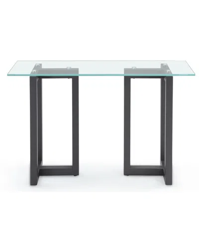 Macy's Emila 54" Glass Mix And Match Console Table In Ultra Clear Glass,gunmetal