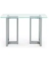 Macy's Emila 54" Glass Mix And Match Console Table In Ultra Clear Glass,silver Sky