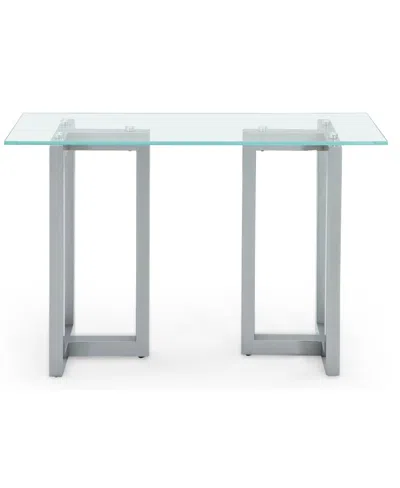 Macy's Emila 54" Glass Mix And Match Console Table In Ultra Clear Glass,silver Sky