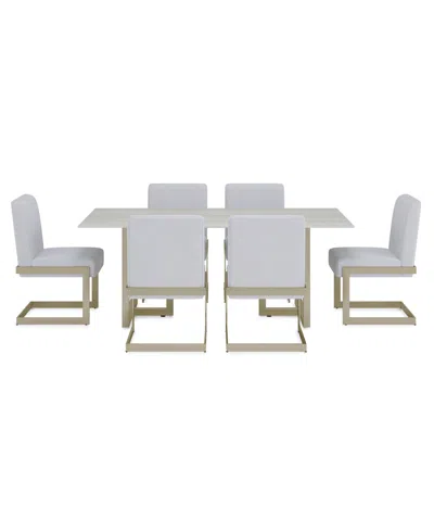 Macy's Emila 7 Pc. Dining Set (rectangular Table & 6 Chairs), Created For  In Gray