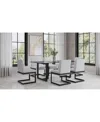 Macy's Emila 7 Pc. Dining Set (rectangular Table & 6 Chairs), Created For  In Black Sintered Stone With Gunmetal Base