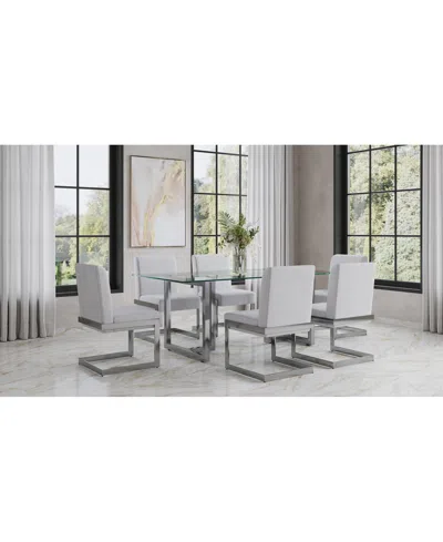 Macy's Emila 7 Pc. Dining Set (rectangular Table & 6 Chairs), Created For  In Clear Glass With Silver Base