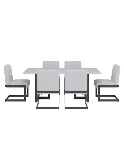 Macy's Emila 7 Pc. Dining Set (rectangular Table & 6 Chairs), Created For  In White