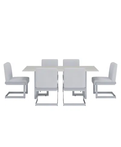 Macy's Emila 7 Pc. Dining Set (rectangular Table & 6 Chairs), Created For  In White