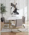 Macy's Emila 7 Pc. Dining Set (rectangular Table & 6 Chairs), Created For  In White Sintered Stone With Champagne Base