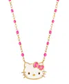Macy's Enamel & Bead Chain Hello Kitty 18" Pendant Necklace In 18k Gold-plated Sterling Silver In Gold Over Silver