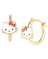 Macy's Enamel Hello Kitty Polished Tube Small Hoop Earrings In 10k Gold, 0.53" In Gold