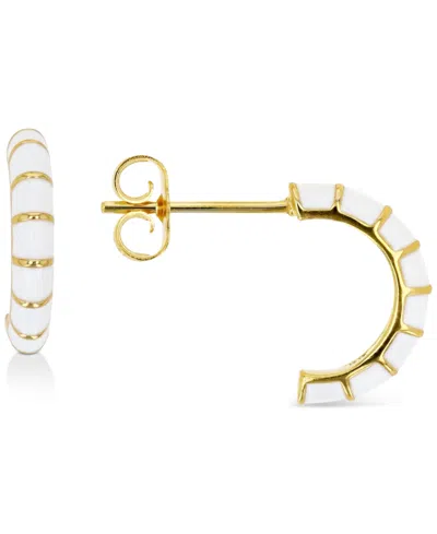 Macy's Enamel Hoop Earrings In Sterling Silver Or 14k Gold Over Sterling Silver, 1/2"