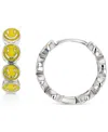 Macy's Enamel Smiley Face Hoop Earrings In Sterling Silver Or 14k Gold Over Sterling Silver, 1/2" In Metallic