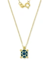 MACY'S ENAMEL TURTLE 18" PENDANT NECKLACE IN 14K GOLD-PLATED STERLING SILVER