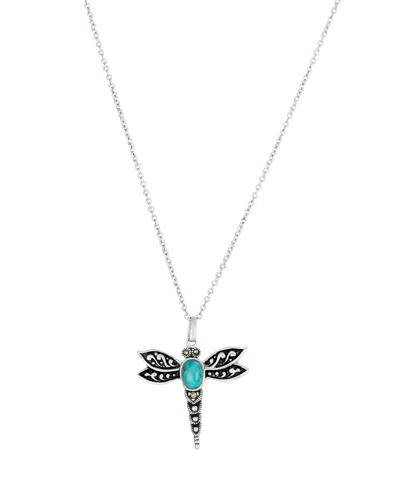 Macy's Enhanced Turquoise Oxidized Dragonfly Pendant Necklace