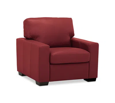 Macy's Ennia 36" Leather Armchair, Created For  In Red