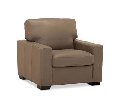 Macy's Ennia 36" Leather Armchair, Created For  In Brown