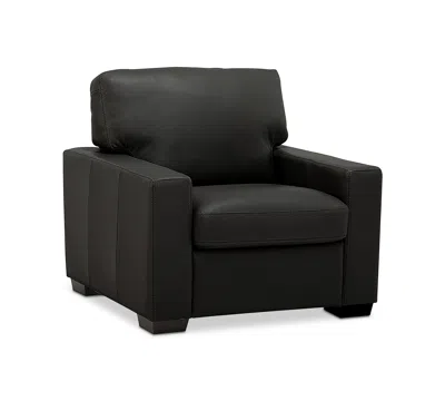 Macy's Ennia 36" Leather Armchair, Created For  In Black