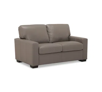 Macy's Ennia 59" Leather Loveseat, Created For  In Brown