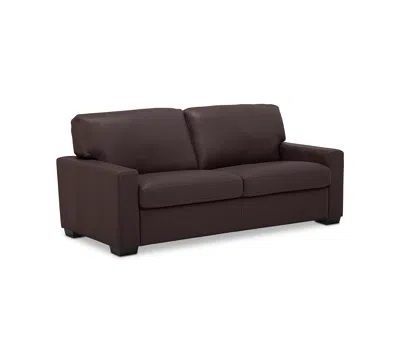 Macy's Ennia 75" Leather Apartment Sofa, Created For  In Brown