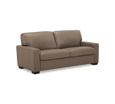 Macy's Ennia 75" Leather Apartment Sofa, Created For  In Brown