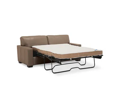 Macy's Ennia 75" Leather Full Sleeper, Created For  In Brown