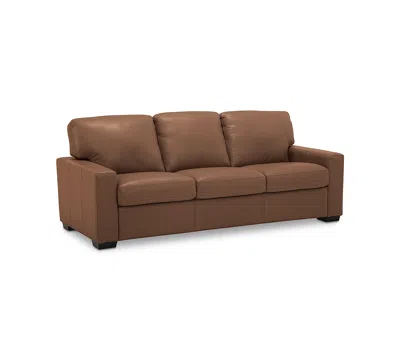 Macy's Ennia 82" Leather Sofa, Created For  In Brown