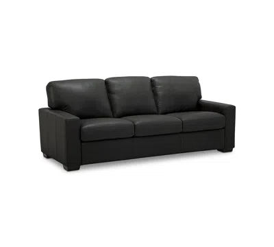 Macy's Ennia 82" Leather Sofa, Created For  In Black