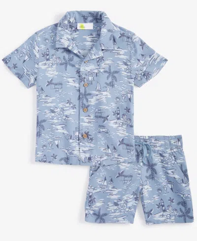 Macy's Babies' Epic Threads Toddler Boys Scenic Short Sleeve Shirt & Print Shorts Set, Created For  In Blue Ash S