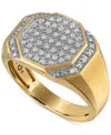 Macy's Esquire Men's Jewelry Diamond Octagon Cluster Ring (1/4 Ct. T.w.) In 10k Gold, Exclusively At  In Gold