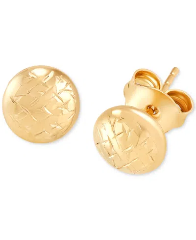 Macy's Etched Texture Button Stud Earrings In 14k Gold In Yellow Gold