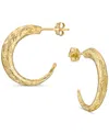 Macy's Etched Texture Tapered Small Hoop Earrings In 10k Gold. 3/4" In Gold