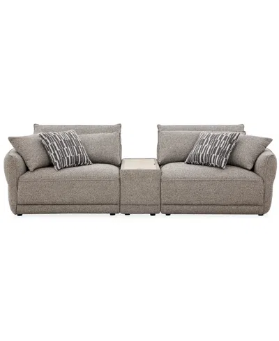 Macy's Evandro 3-piece Sofa With Console Set (laf Chair, Raf Chair & Console),  Exclusive In Brown