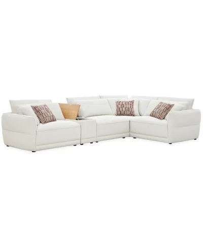 Macy's Evandro 5-piece L-shaped Sectional Set (laf Chair, Raf Chair, Armless Chair, Corner & Console), Macy In White