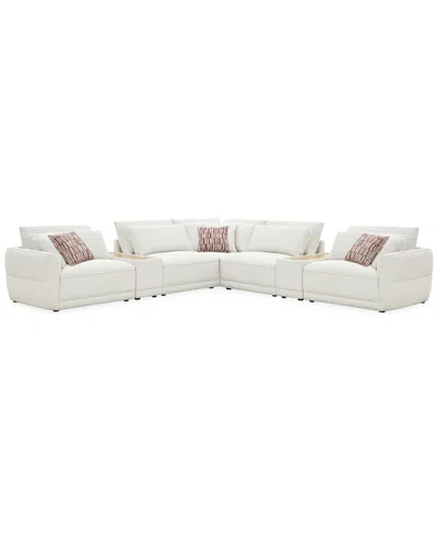 Macy's Evandro 7-piece L-shaped Sectional Sofa Set (laf Chair. Raf Chair, 2 Armless Chair, Corner, 2 Consol In White