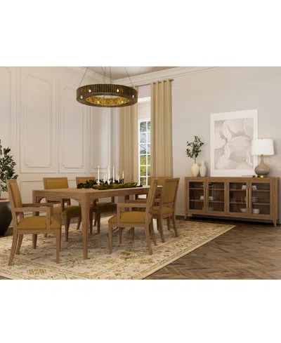 Macy's Everleigh Dining 7-pc. Set (table & 6 Upholstered Back Arm Chair) In Nutmeg Oak