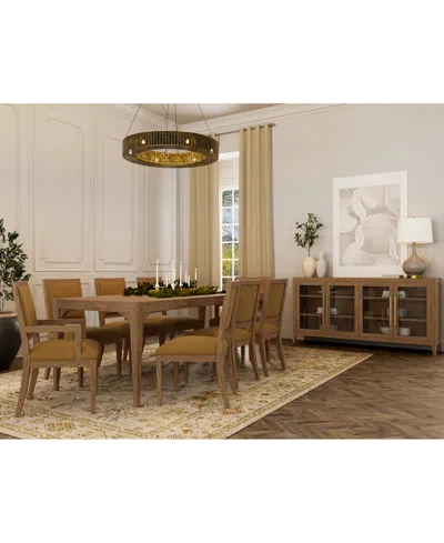 Macy's Everleigh Dining 9-pc. Set (table, 6 Upholstered Back Side Chair & 2 Upholstered Back Arm Chair) In Brown