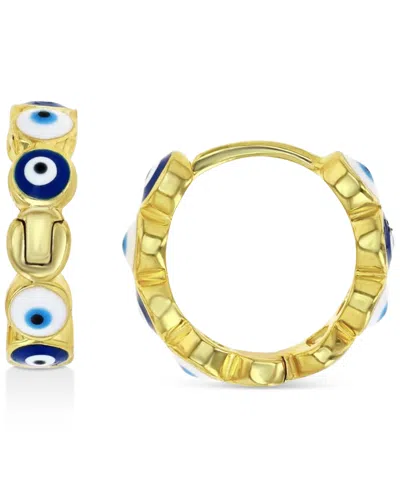 Macy's Evil Eye Hoop Earrings In Sterling Silver Or 14k Gold Over Sterling Silver, .47"