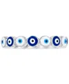 Macy's Evil Eye Multicolor Hand-painted Enamel Band In Silver