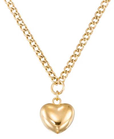 Macy's Extender Puff Heart Necklace In 18k Yellow Gold Over Sterling Silver