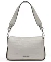 Macy's Fay Sueded Croc Medium Shoulder Bag In Gray