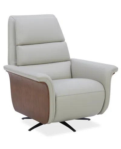 Macy's Fernand 43" Leather Power Swivel Recliner In White