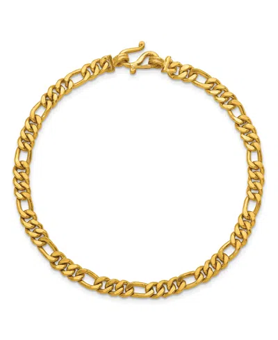 Macy's Figaro Chain Bracelet In 24k Yellow Gold In Brown