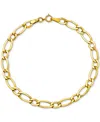 Macy's Figaro Polished Link Chain Bracelet In 10k Gold In Yellow Gold