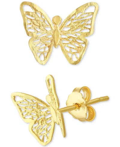 Macy's Filigree Openwork Butterfly Stud Earrings In 10k Gold