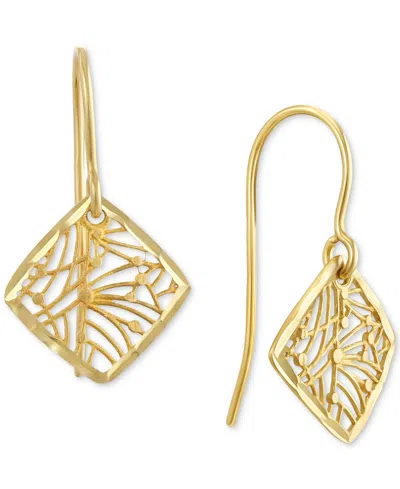 Macy's Filigree Openwork Square Dangle Drop Earrings In 10k Gold