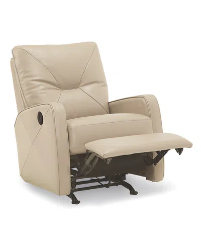 Macy's Finchley Leather Power Rocker Recliner In Brown