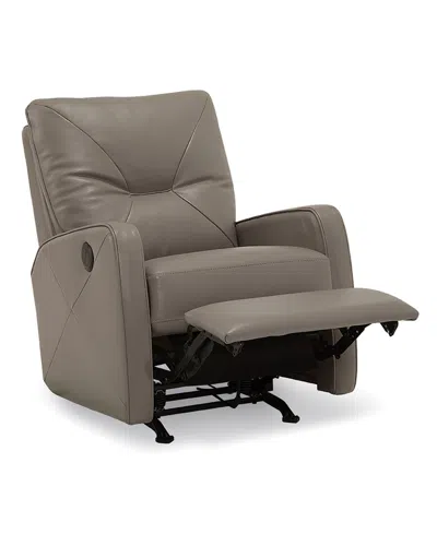 Macy's Finchley Leather Power Rocker Recliner In Animal Print