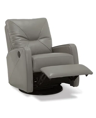 Macy's Finchley Leather Power Swivel Glider Recliner In Animal Print