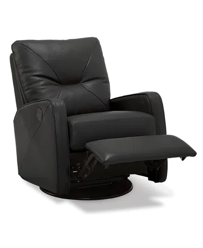 Macy's Finchley Leather Power Swivel Glider Recliner In Ink (special Order)