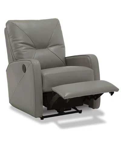 Macy's Finchley Leather Power Wallhugger Recliner In Gray